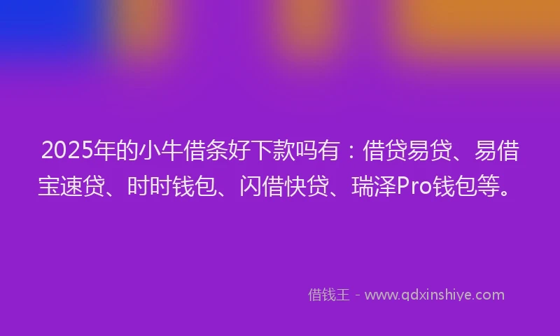 2025年的小牛借条好下款吗有：借贷易贷、易借宝速贷、时时钱包、闪借快贷、瑞泽Pro钱包等。