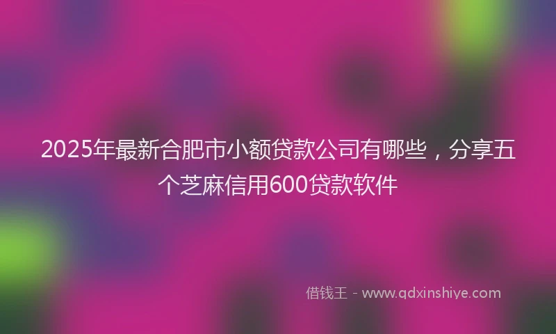 2025年最新合肥市小额贷款公司有哪些，分享五个芝麻信用600贷款软件