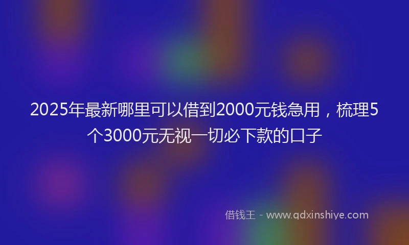 2025年最新哪里可以借到2000元钱急用，梳理5个3000元无视一切必下款的口子