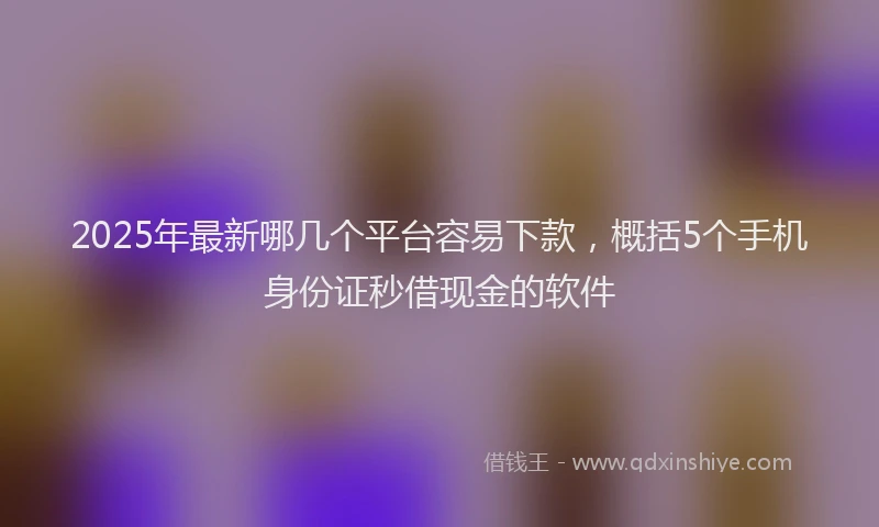 2025年最新哪几个平台容易下款，概括5个手机身份证秒借现金的软件
