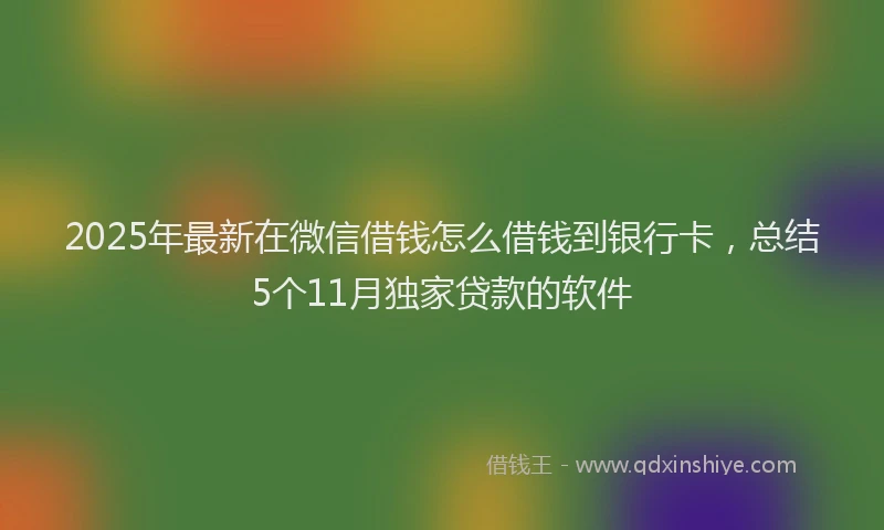 2025年最新在微信借钱怎么借钱到银行卡，总结5个11月独家贷款的软件