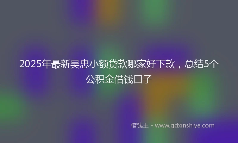 2025年最新吴忠小额贷款哪家好下款，总结5个公积金借钱口子