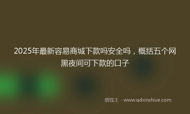 2025年最新容易商城下款吗安全吗，概括五个网黑夜间可下款的口子