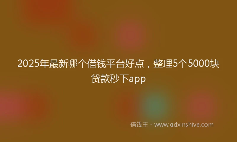 2025年最新哪个借钱平台好点，整理5个5000块贷款秒下app