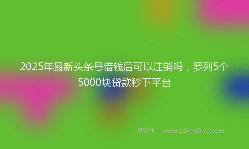 2025年最新头条号借钱后可以注销吗，罗列5个5000块贷款秒下平台