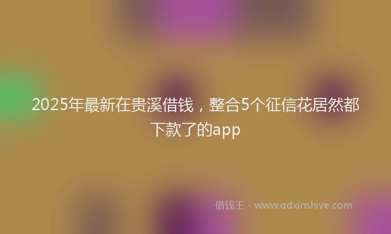 2025年最新在贵溪借钱，整合5个征信花居然都下款了的app