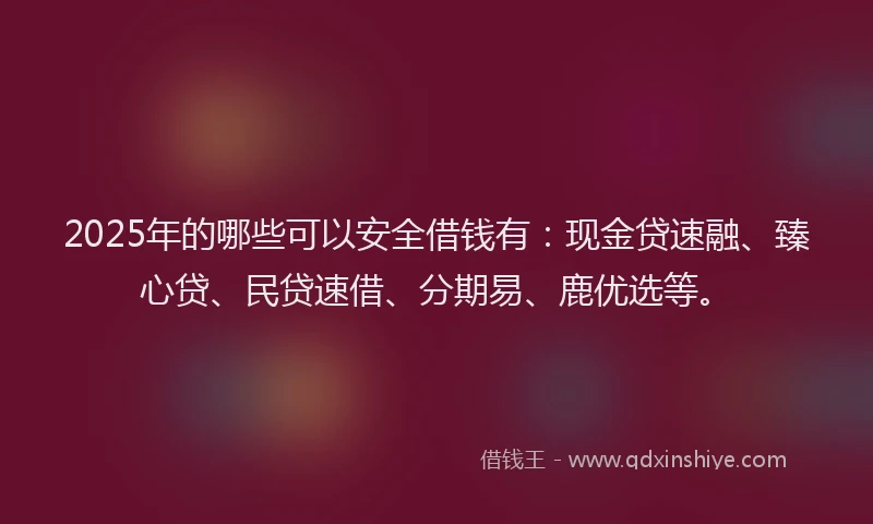 2025年的哪些可以安全借钱有：现金贷速融、臻心贷、民贷速借、分期易、鹿优选等。