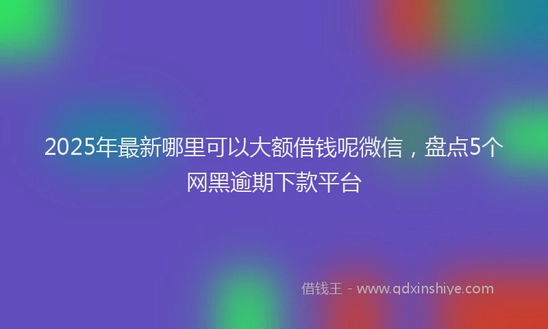 2025年最新哪里可以大额借钱呢微信，盘点5个网黑逾期下款平台