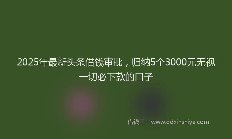 2025年最新头条借钱审批，归纳5个3000元无视一切必下款的口子