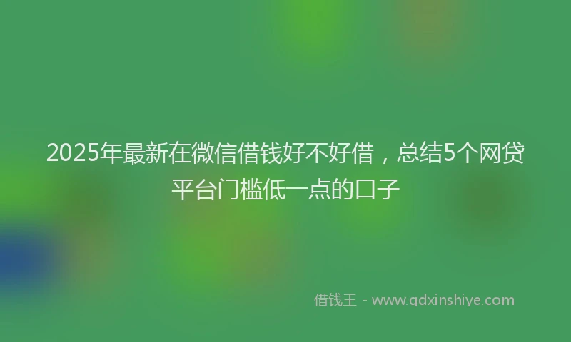 2025年最新在微信借钱好不好借，总结5个网贷平台门槛低一点的口子