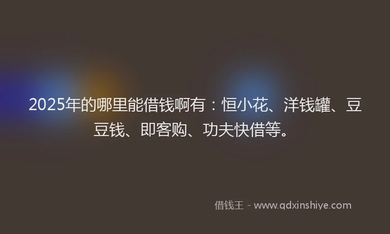 2025年的哪里能借钱啊有：恒小花、洋钱罐、豆豆钱、即客购、功夫快借等。