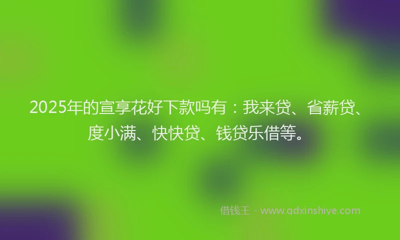 2025年的宣享花好下款吗有：我来贷、省薪贷、度小满、快快贷、钱贷乐借等。