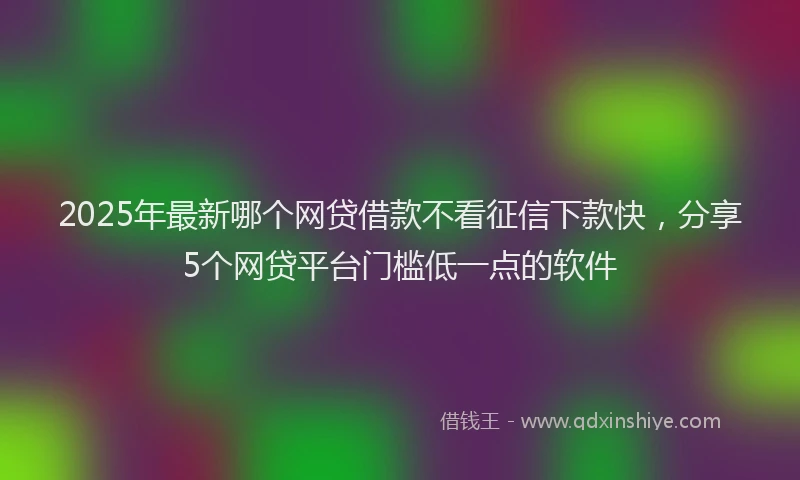 2025年最新哪个网贷借款不看征信下款快，分享5个网贷平台门槛低一点的软件