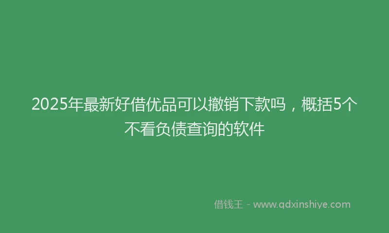 2025年最新好借优品可以撤销下款吗，概括5个不看负债查询的软件