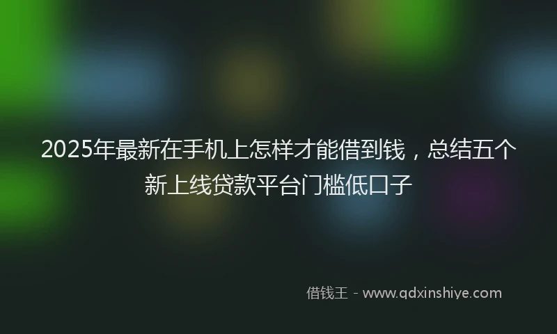 2025年最新在手机上怎样才能借到钱，总结五个新上线贷款平台门槛低口子