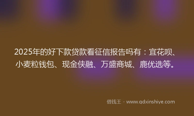 2025年的好下款贷款看征信报告吗有：宜花呗、小麦粒钱包、现金侠融、万盛商城、鹿优选等。