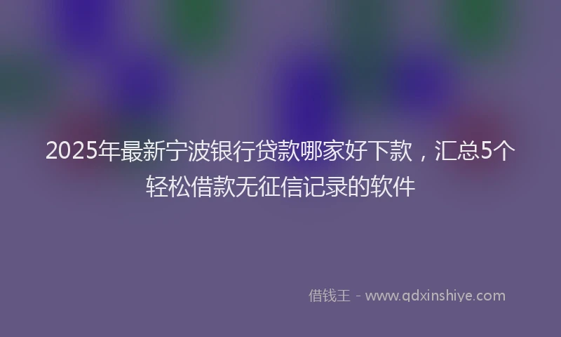 2025年最新宁波银行贷款哪家好下款，汇总5个轻松借款无征信记录的软件