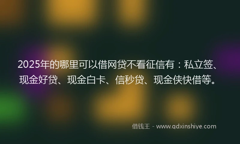 2025年的哪里可以借网贷不看征信有：私立签、现金好贷、现金白卡、信秒贷、现金侠快借等。