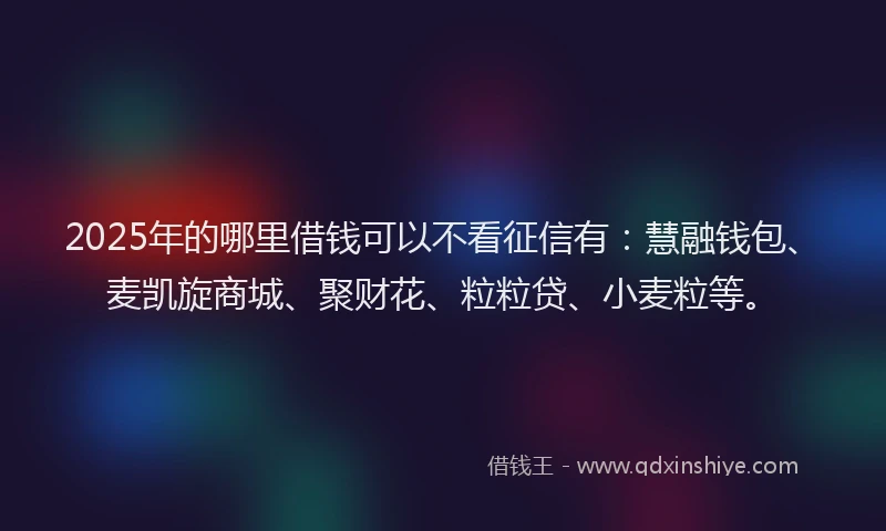 2025年的哪里借钱可以不看征信有：慧融钱包、麦凯旋商城、聚财花、粒粒贷、小麦粒等。