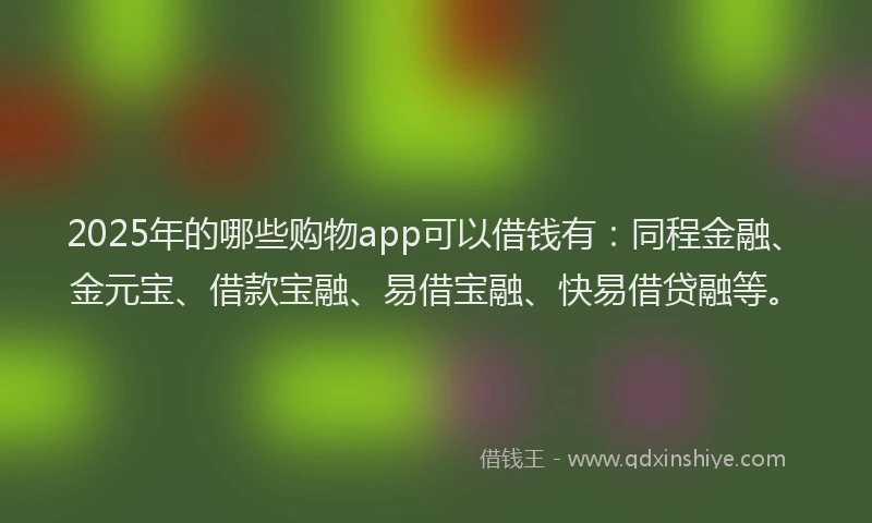 2025年的哪些购物app可以借钱有：同程金融、金元宝、借款宝融、易借宝融、快易借贷融等。