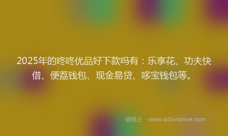2025年的咚咚优品好下款吗有：乐享花、功夫快借、便荔钱包、现金易贷、哆宝钱包等。