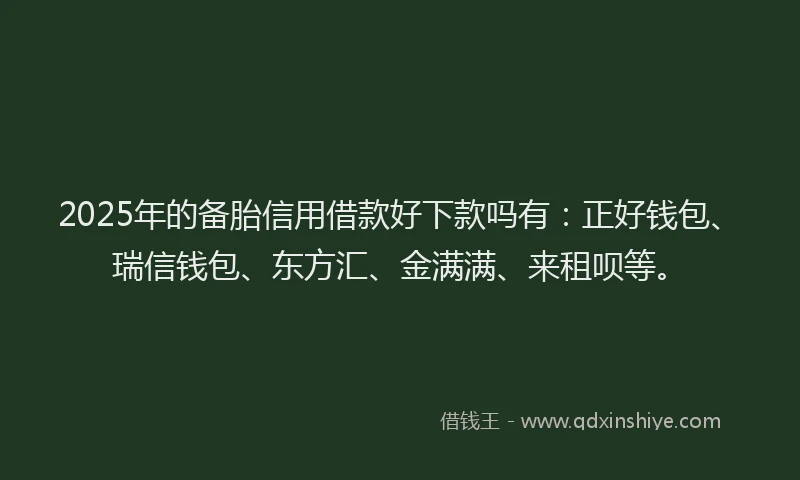 2025年的备胎信用借款好下款吗有：正好钱包、瑞信钱包、东方汇、金满满、来租呗等。