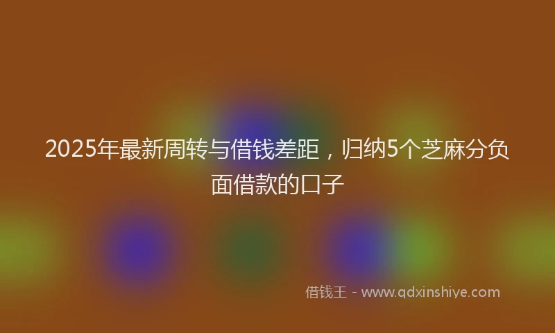2025年最新周转与借钱差距，归纳5个芝麻分负面借款的口子