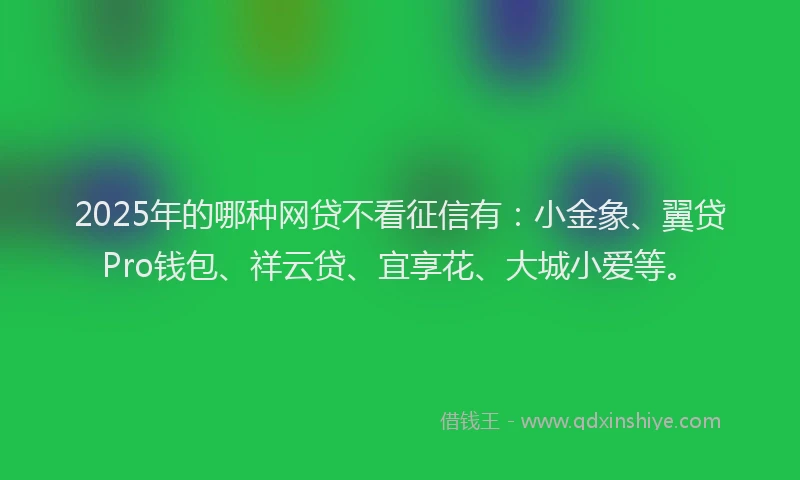 2025年的哪种网贷不看征信有：小金象、翼贷Pro钱包、祥云贷、宜享花、大城小爱等。