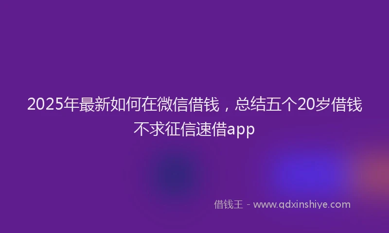 2025年最新如何在微信借钱，总结五个20岁借钱不求征信速借app