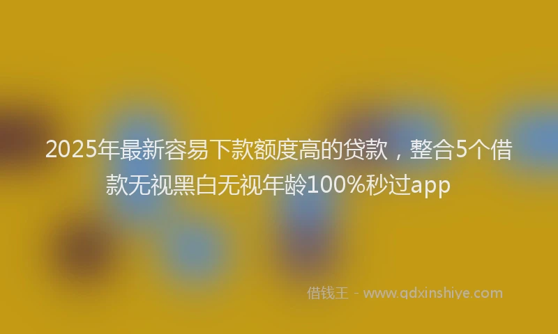 2025年最新容易下款额度高的贷款，整合5个借款无视黑白无视年龄100%秒过app