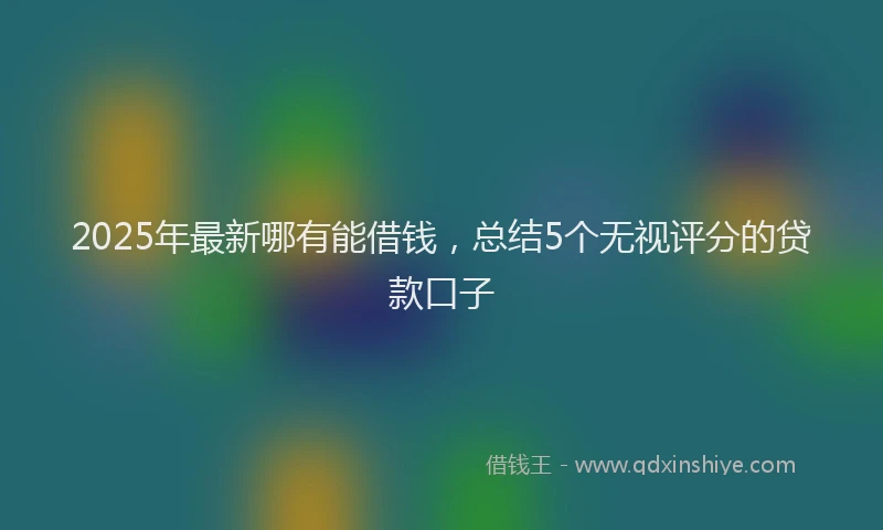 2025年最新哪有能借钱，总结5个无视评分的贷款口子