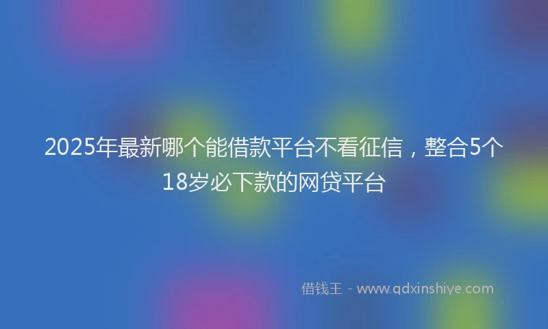 2025年最新哪个能借款平台不看征信，整合5个18岁必下款的网贷平台