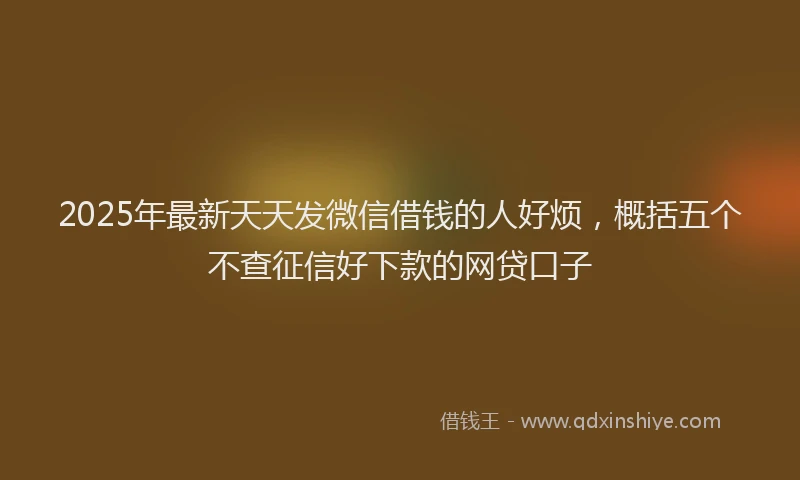 2025年最新天天发微信借钱的人好烦，概括五个不查征信好下款的网贷口子