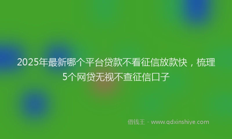 2025年最新哪个平台贷款不看征信放款快，梳理5个网贷无视不查征信口子