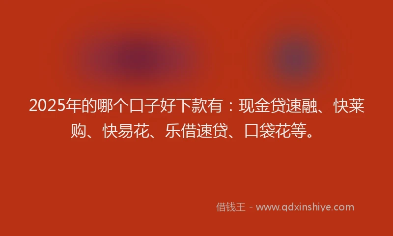 2025年的哪个口子好下款有：现金贷速融、快莱购、快易花、乐借速贷、口袋花等。