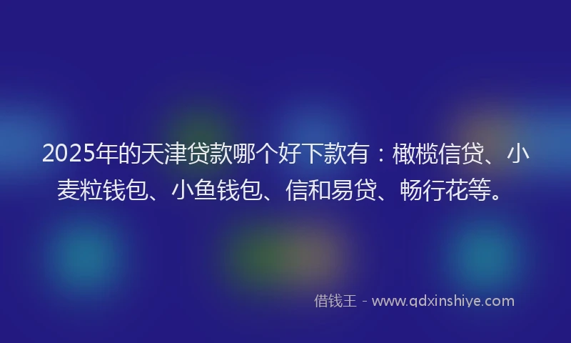 2025年的天津贷款哪个好下款有：橄榄信贷、小麦粒钱包、小鱼钱包、信和易贷、畅行花等。