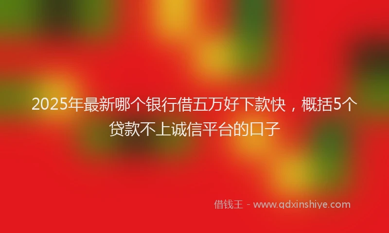 2025年最新哪个银行借五万好下款快，概括5个贷款不上诚信平台的口子