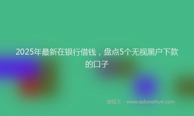 2025年最新在银行借钱，盘点5个无视黑户下款的口子