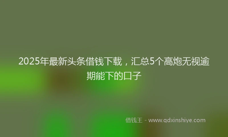 2025年最新头条借钱下载，汇总5个高炮无视逾期能下的口子