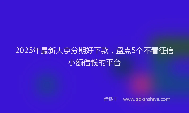2025年最新大亨分期好下款，盘点5个不看征信小额借钱的平台
