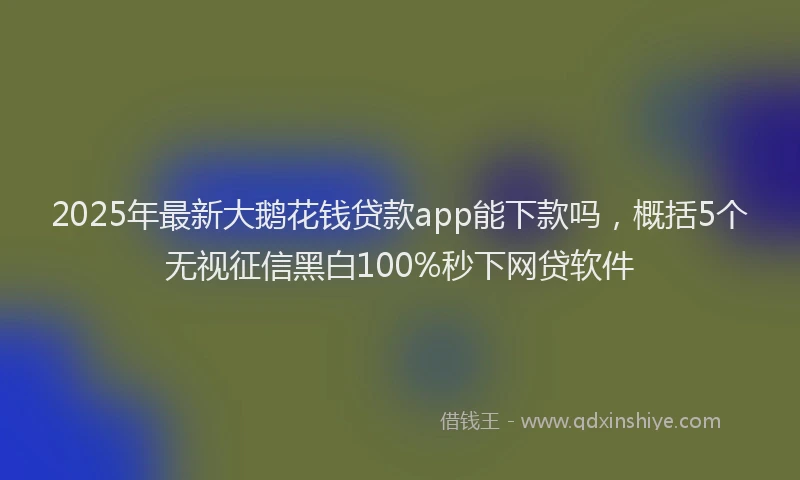 2025年最新大鹅花钱贷款app能下款吗，概括5个无视征信黑白100%秒下网贷软件