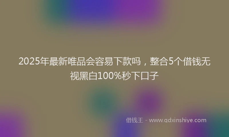 2025年最新唯品会容易下款吗，整合5个借钱无视黑白100%秒下口子