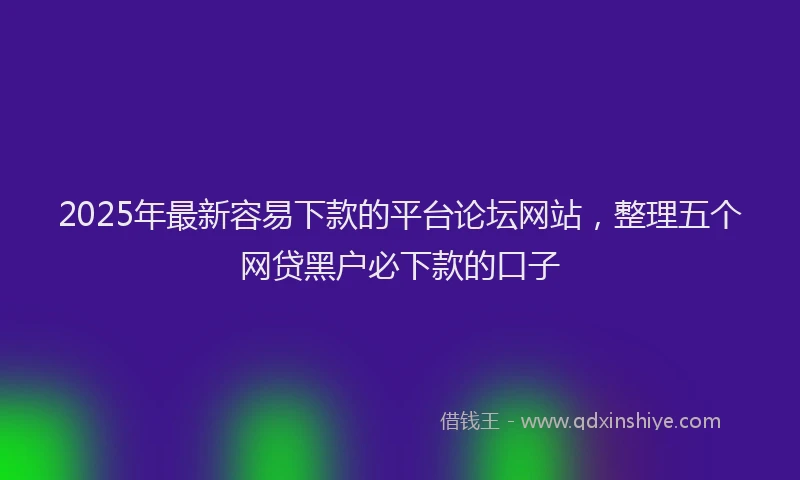 2025年最新容易下款的平台论坛网站，整理五个网贷黑户必下款的口子