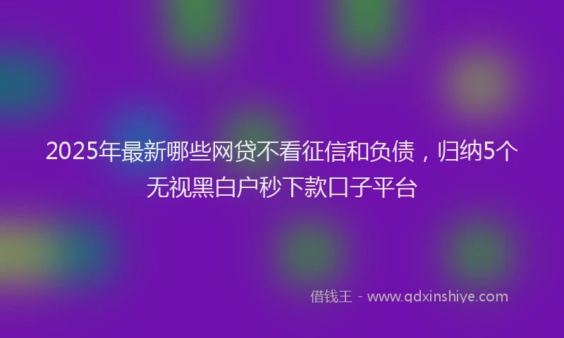 2025年最新哪些网贷不看征信和负债，归纳5个无视黑白户秒下款口子平台