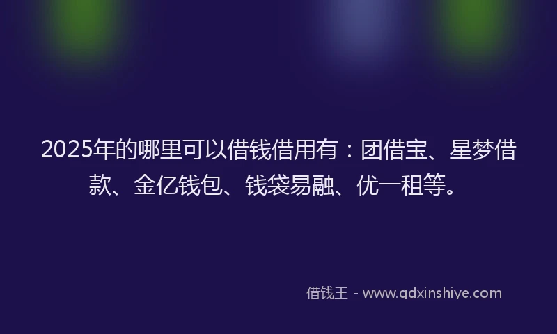 2025年的哪里可以借钱借用有：团借宝、星梦借款、金亿钱包、钱袋易融、优一租等。