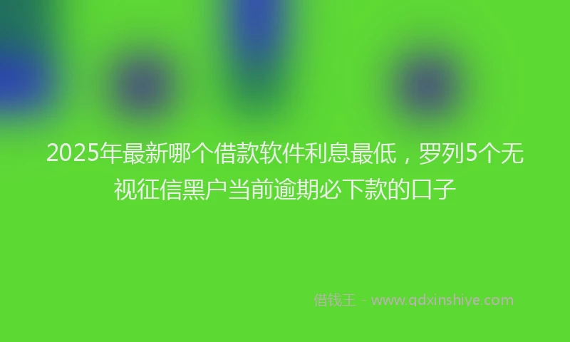 2025年最新哪个借款软件利息最低，罗列5个无视征信黑户当前逾期必下款的口子