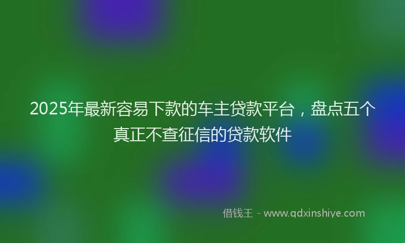 2025年最新容易下款的车主贷款平台，盘点五个真正不查征信的贷款软件
