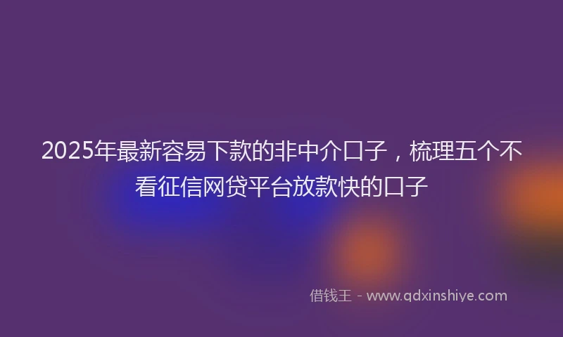 2025年最新容易下款的非中介口子，梳理五个不看征信网贷平台放款快的口子