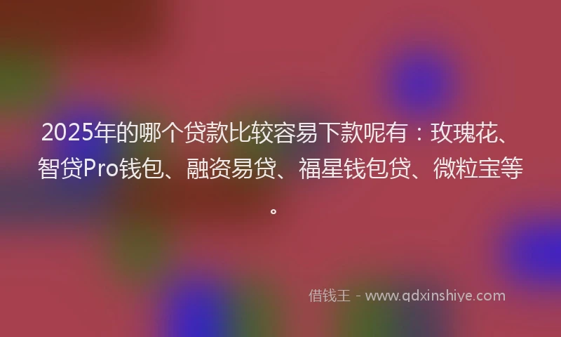 2025年的哪个贷款比较容易下款呢有：玫瑰花、智贷Pro钱包、融资易贷、福星钱包贷、微粒宝等。