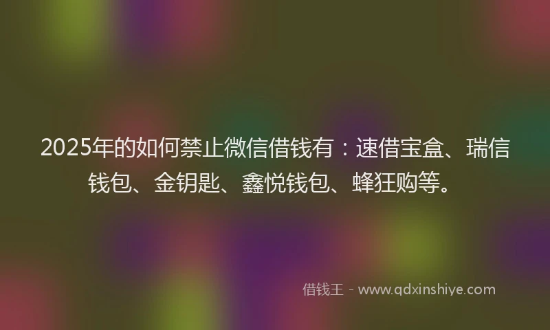 2025年的如何禁止微信借钱有：速借宝盒、瑞信钱包、金钥匙、鑫悦钱包、蜂狂购等。